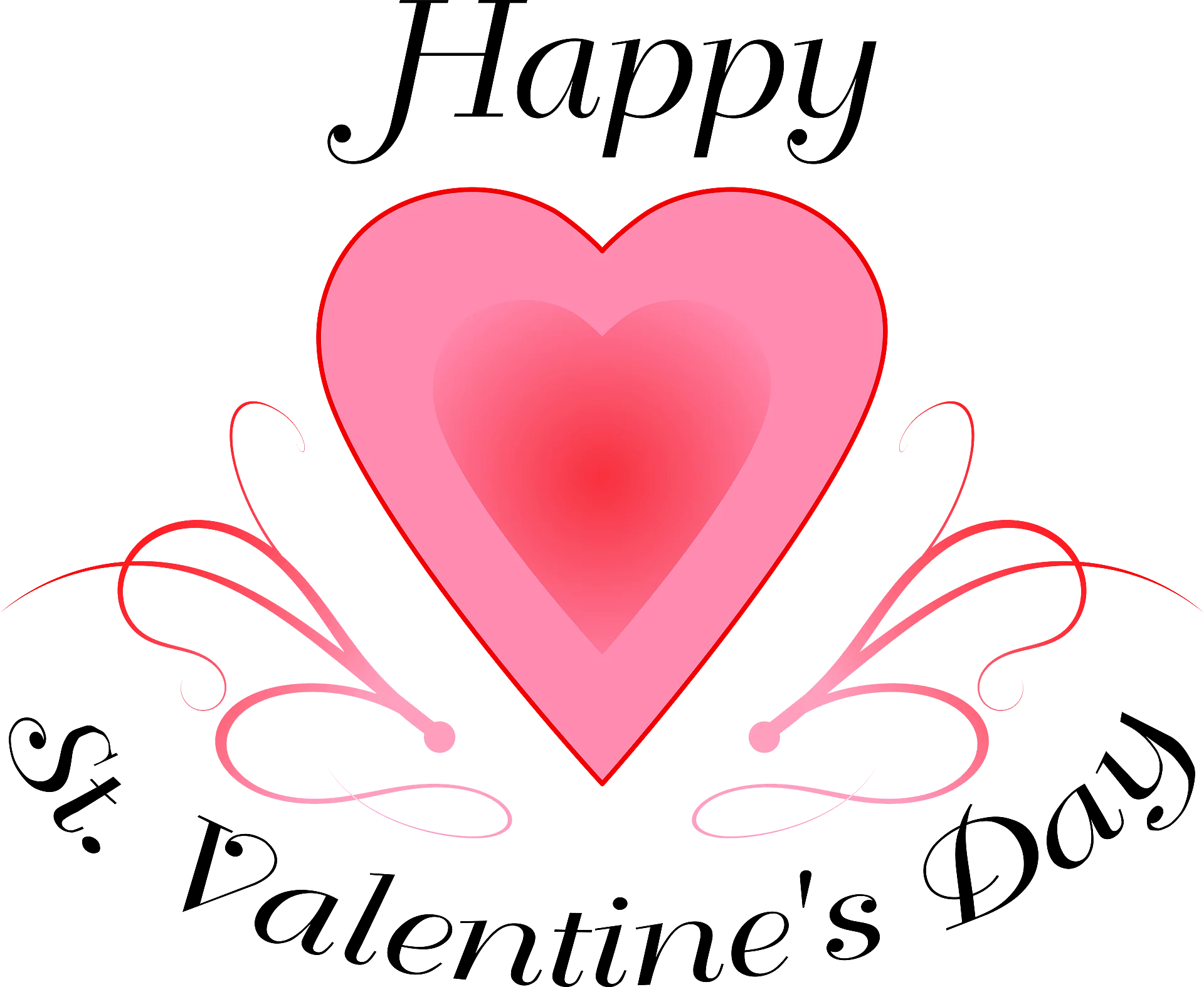 Elegant Pink Heart Flourish St. Valentine's Day Love Celebration Clipart Design