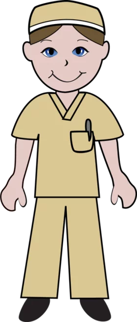 Friendly Medical Professional Clipart Illustration in Soft Khaki Uniform