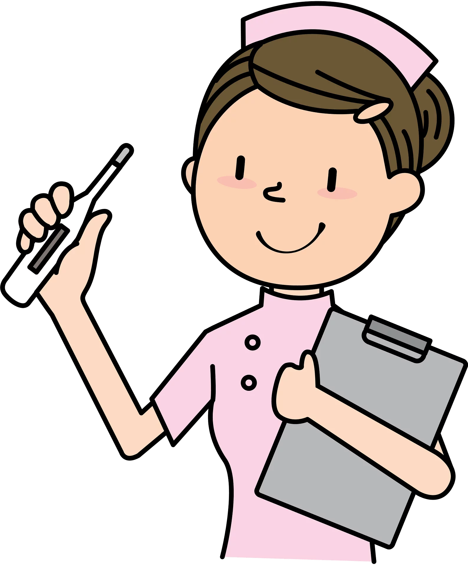 Friendly Nurse Clipart Illustration: Healthcare Professional with Clipboard and Thermometer