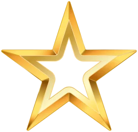 Golden Shimmering Star Clipart: A Radiant Geometric Emblem of Celestial Brilliance