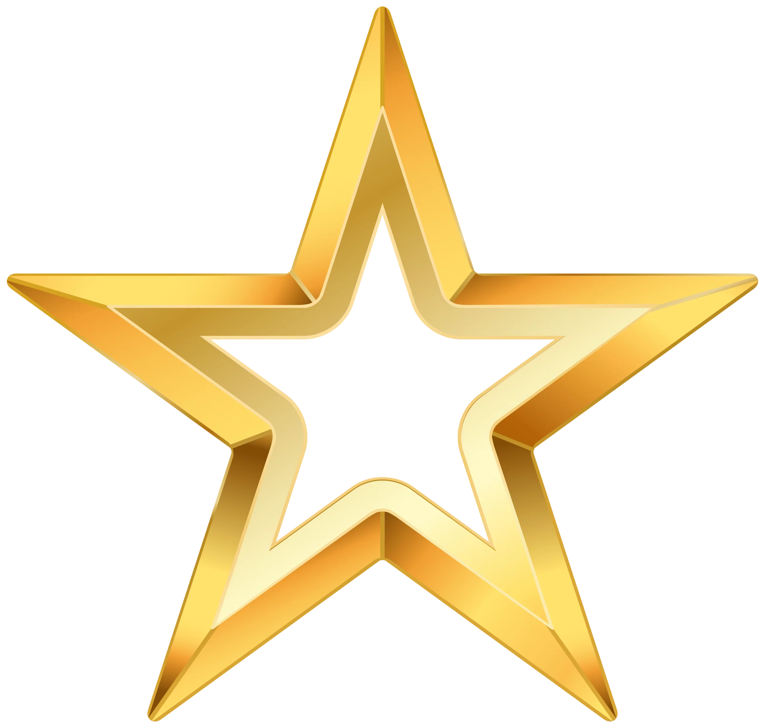 Golden Shimmering Star Clipart: A Radiant Geometric Emblem of Celestial Brilliance