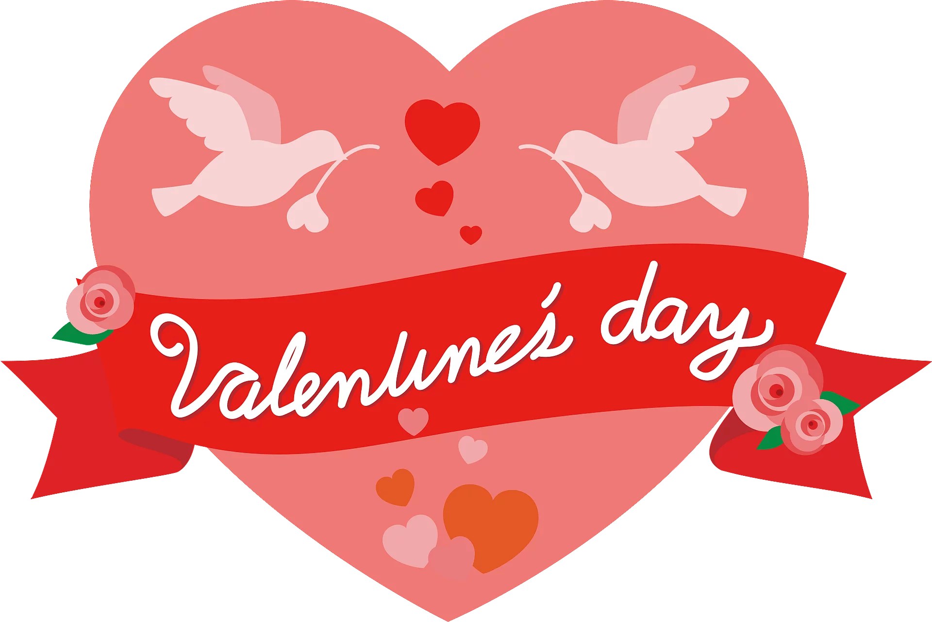 Heartfelt Valentine's Day Romance Clipart with Doves and Blossoming Love