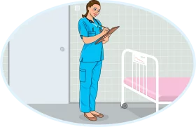 Professional Healthcare Nurse Clipart Illustration in Serene Medical Setting