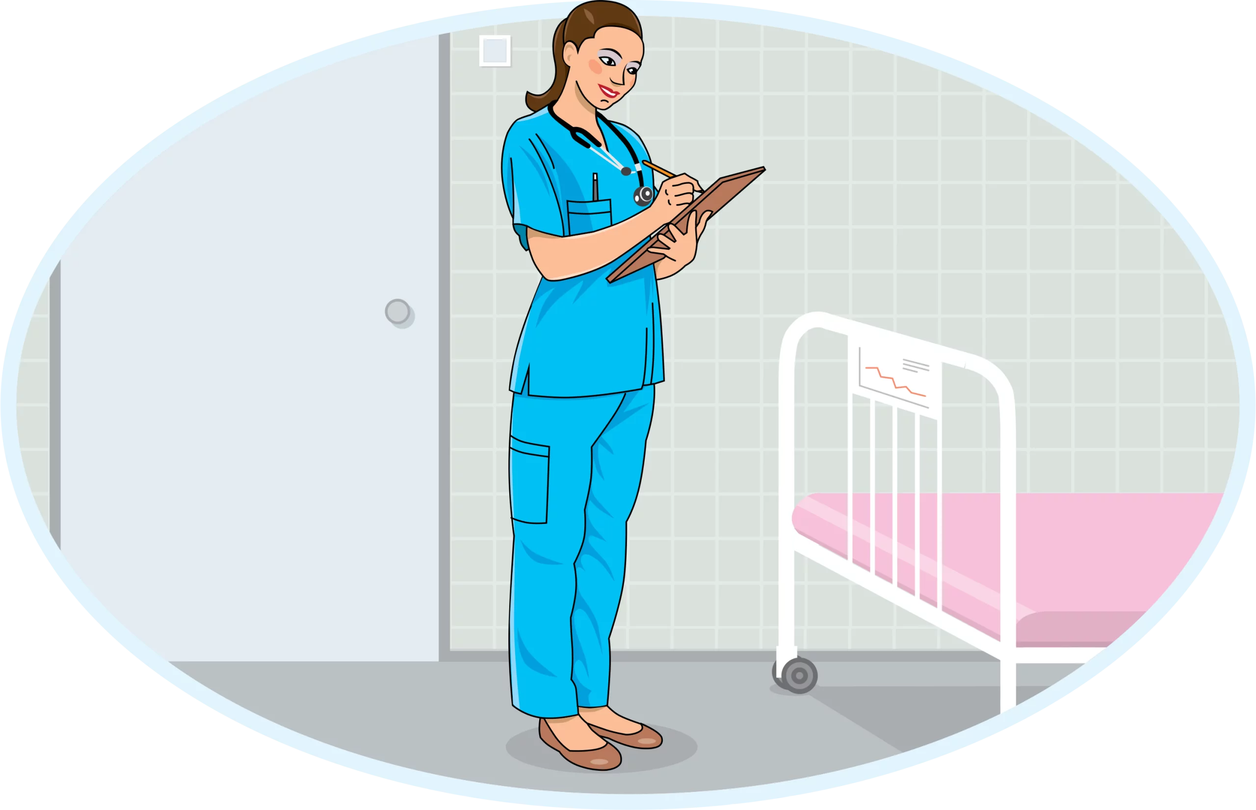 Professional Healthcare Nurse Clipart Illustration in Serene Medical Setting