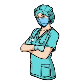 Professional Healthcare Worker Clipart Illustration in Teal Medical Attire