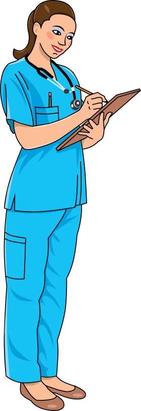 Professional Healthcare Worker in Blue Scrubs Clipart Illustration for Medical Design