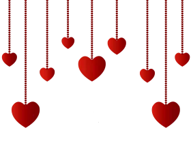 Romantic Hanging Heart Strings - Elegant Valentine's Day Clipart Design