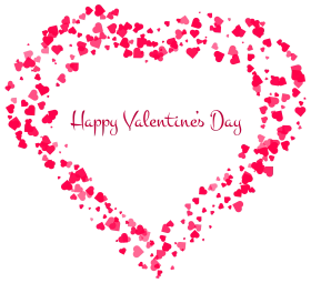 Romantic Heart-Shaped Valentine's Day Clipart with Scattered Pink and Red Hearts