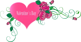 Romantic Pink Heart and Roses Valentine's Day Love Clipart Design