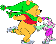 Cheerful Winnie the Pooh and Piglet Ice Skating Winter Wonderland Clipart Adventure