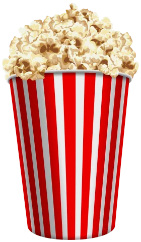 Classic Red and White Striped Cinema Popcorn Clipart Illustration