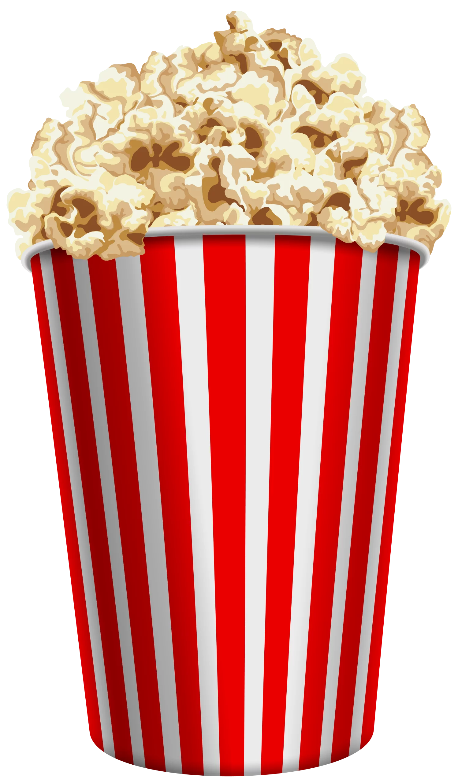 Classic Red and White Striped Cinema Popcorn Clipart Illustration