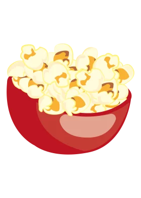 Delightful Red Bowl Overflowing with Buttery Popcorn Clipart Illustration