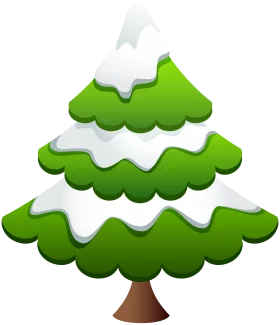 Festive Snow-Capped Evergreen Tree Clipart Illustration with Soft Layers