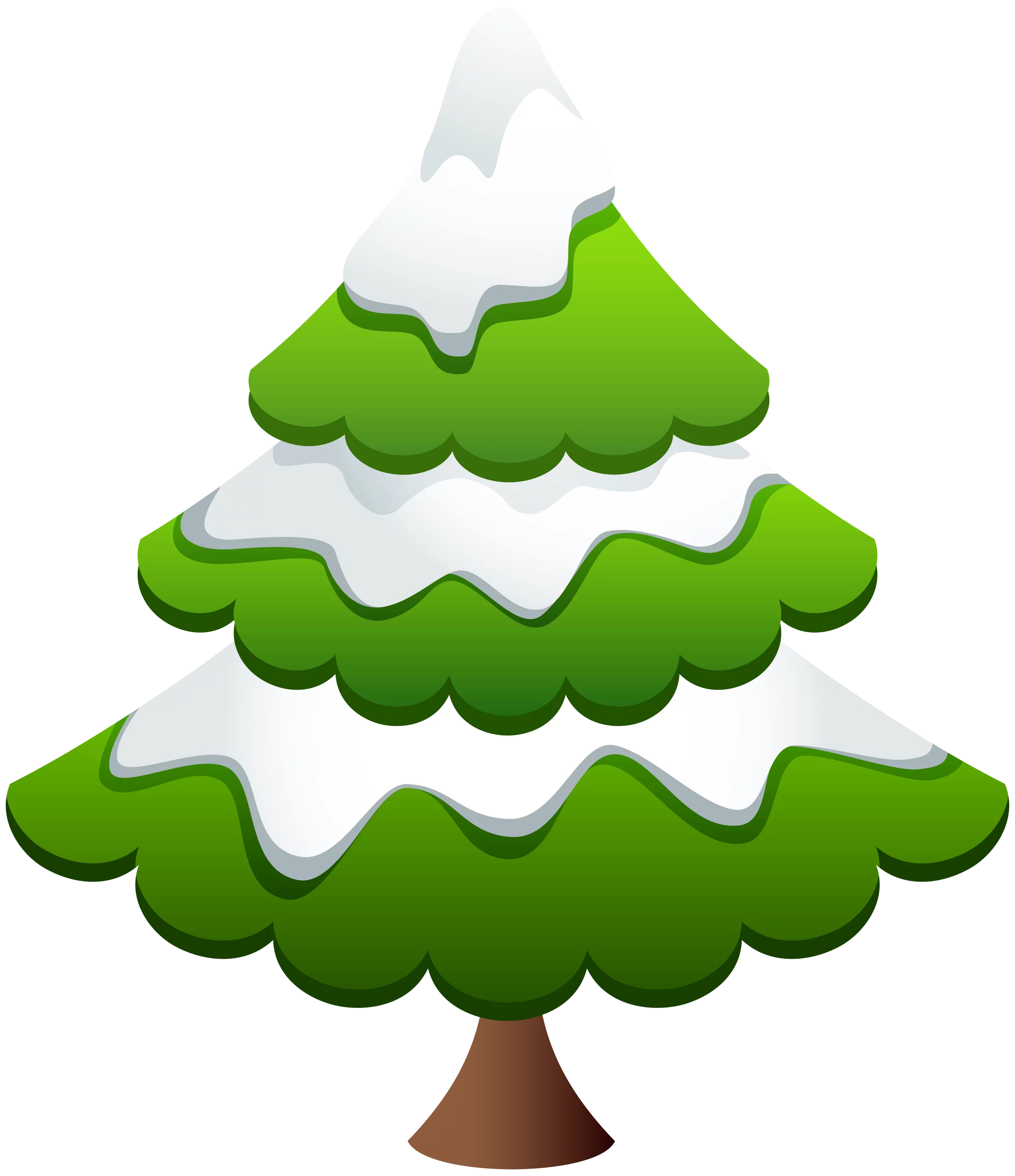 Festive Snow-Capped Evergreen Tree Clipart Illustration with Soft Layers