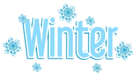 Frosty Blue Winter Snowflake Typography Clipart Design with Icy Elegance