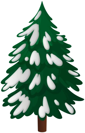 Serene Evergreen Winter Wonderland Snowcapped Pine Tree Clipart Design