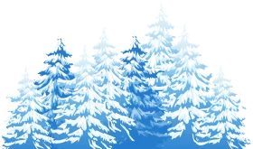 Serene Winter Pine Forest Landscape with Snow-Covered Trees Clipart Design