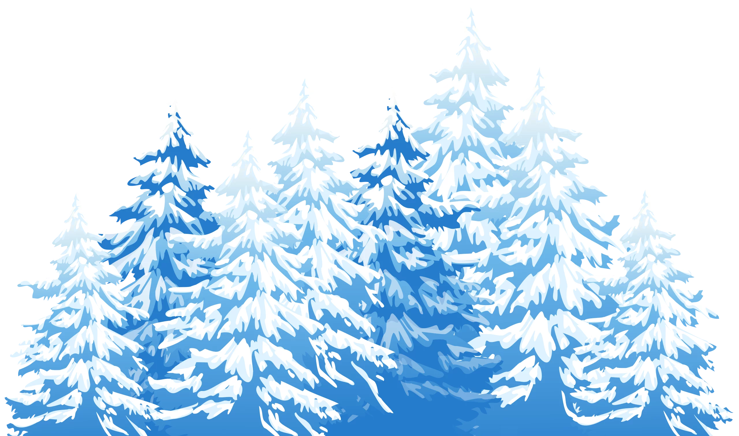 Serene Winter Pine Forest Landscape with Snow-Covered Trees Clipart Design