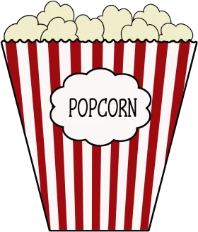 Classic Red and White Striped Popcorn Box Clipart Design for Movie Nights