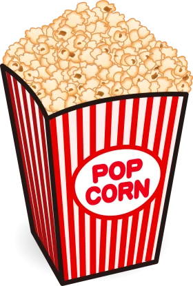 Classic Red and White Striped Popcorn Container Clipart Design for Movie Nights