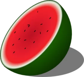 Juicy Half-Cut Watermelon Clipart Illustration with Realistic Green Rind and Red Flesh