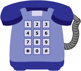 Classic Blue and Lavender Landline Telephone Clipart Graphic Design