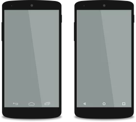 Minimalist Dual Smartphone Clipart Rendering with Neutral Gray Interface