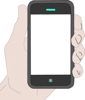 Minimalist Smartphone Clipart Illustration Showcasing Hand Holding Mobile Device