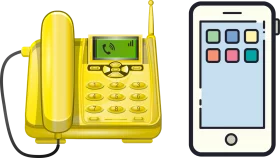 Nostalgic Landline and Smartphone Clipart: Technological Communication Evolution