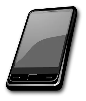 Sleek Monochrome Smartphone Clipart Illustration with Glossy Touchscreen Display