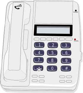 Sleek Office Landline Telephone Clipart with Numeric Keypad and Monochrome Design