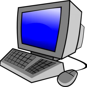 Classic Computer Workstation Clipart Illustration with Monitor and Peripherals