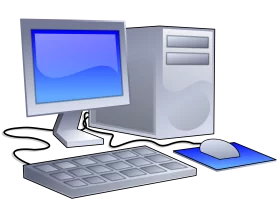 Classic Desktop Computer Clipart Illustration with Monitor, Keyboard, and Mouse