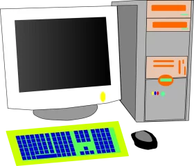 Classic Desktop Computer System Clipart Illustration with Peripheral Devices