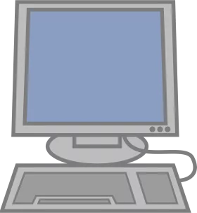 Minimalist Computer Workstation with Monitor and Keyboard Clipart Graphic Design