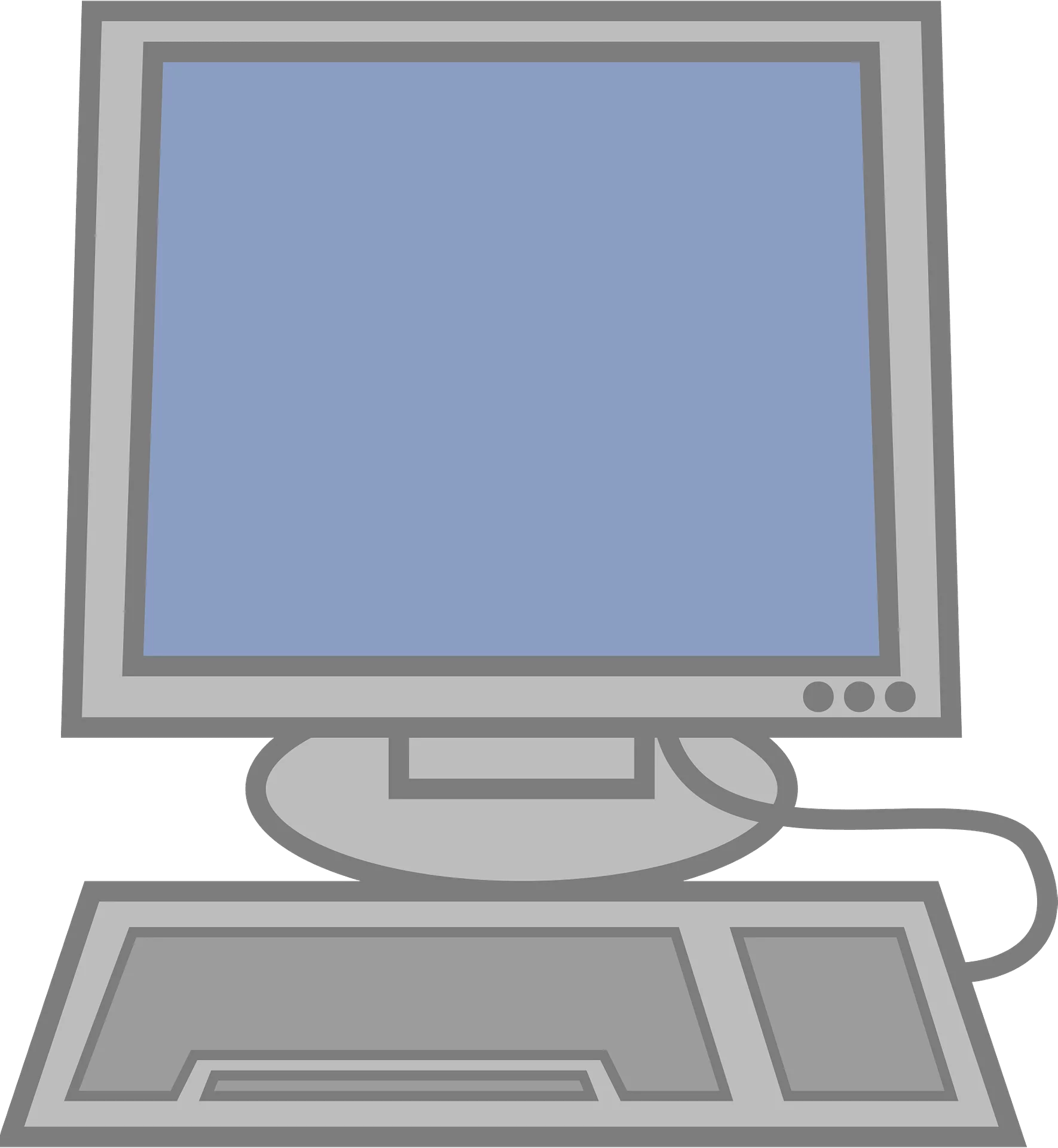 Minimalist Computer Workstation with Monitor and Keyboard Clipart Graphic Design