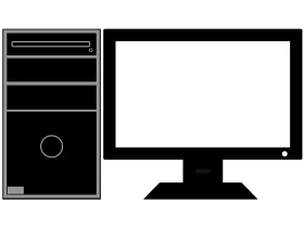 Minimalist Desktop Computer and Monitor Clipart Graphic Design Element