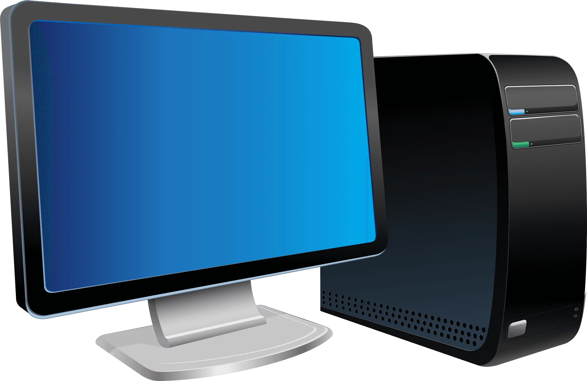 Modern Desktop Computer System Sleek Monochrome Clipart Illustration