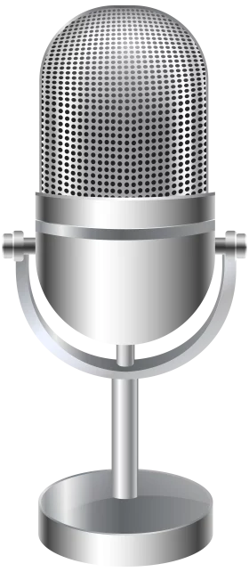 Retro Silver Microphone Clipart: Classic Broadcast and Audio Recording Icon