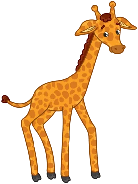 Adorable Cartoon Giraffe Clipart: Cute Long-Necked Safari Animal Illustration