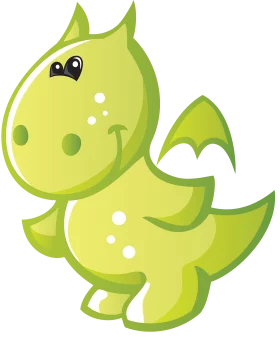 Adorable Green Baby Dragon Cartoon Clipart - Cute Whimsical Fantasy Character