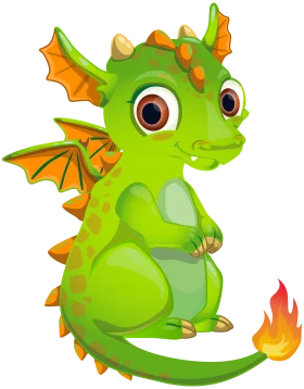 Adorable Green Baby Dragon Clipart: Cute Cartoon Fantasy Creature Design