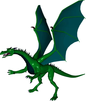 Emerald Green Mythical Winged Dragon Clipart with Sharp Scales and Dramatic Pose