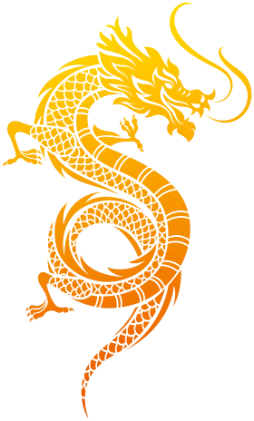 Golden Chinese Dragon Traditional Mythical Creature Clipart Design