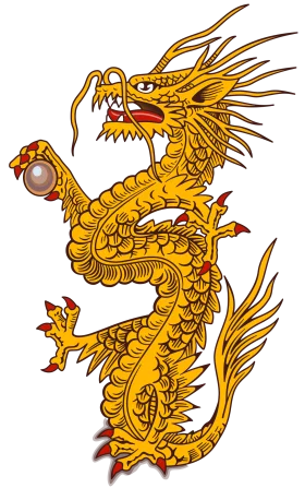 Golden Imperial Dragon Clipart: Mythical Eastern Creature with Ornate Scales and Fierce Gaze