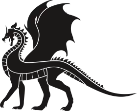 Majestic Medieval Silhouette Dragon Clipart with Gothic Elegance