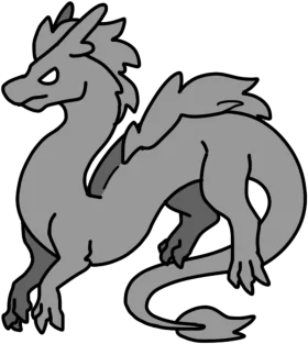 Monochromatic Gray Medieval Fantasy Dragon Silhouette Clipart Illustration