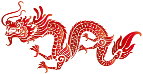 Traditional Chinese Red Imperial Dragon Mythical Creature Clipart Artwork