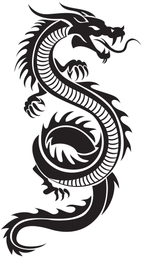 Tribal Mythical Serpent Dragon Silhouette Clipart Design Illustration